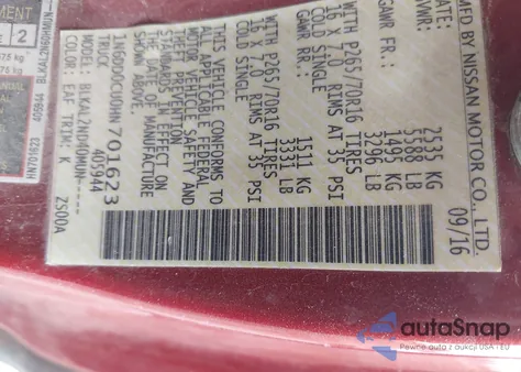 2017 Nissan Frontier Sv from USA, damaged, VIN 1N6DD0CU0HN701623